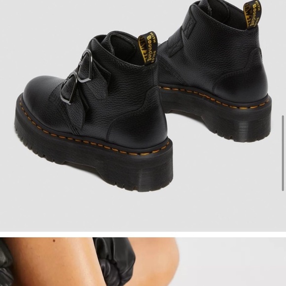 5 🔖 DR MARTENS Dr Devon Heart Leather Platform Boots Black - Picture 9 of 17